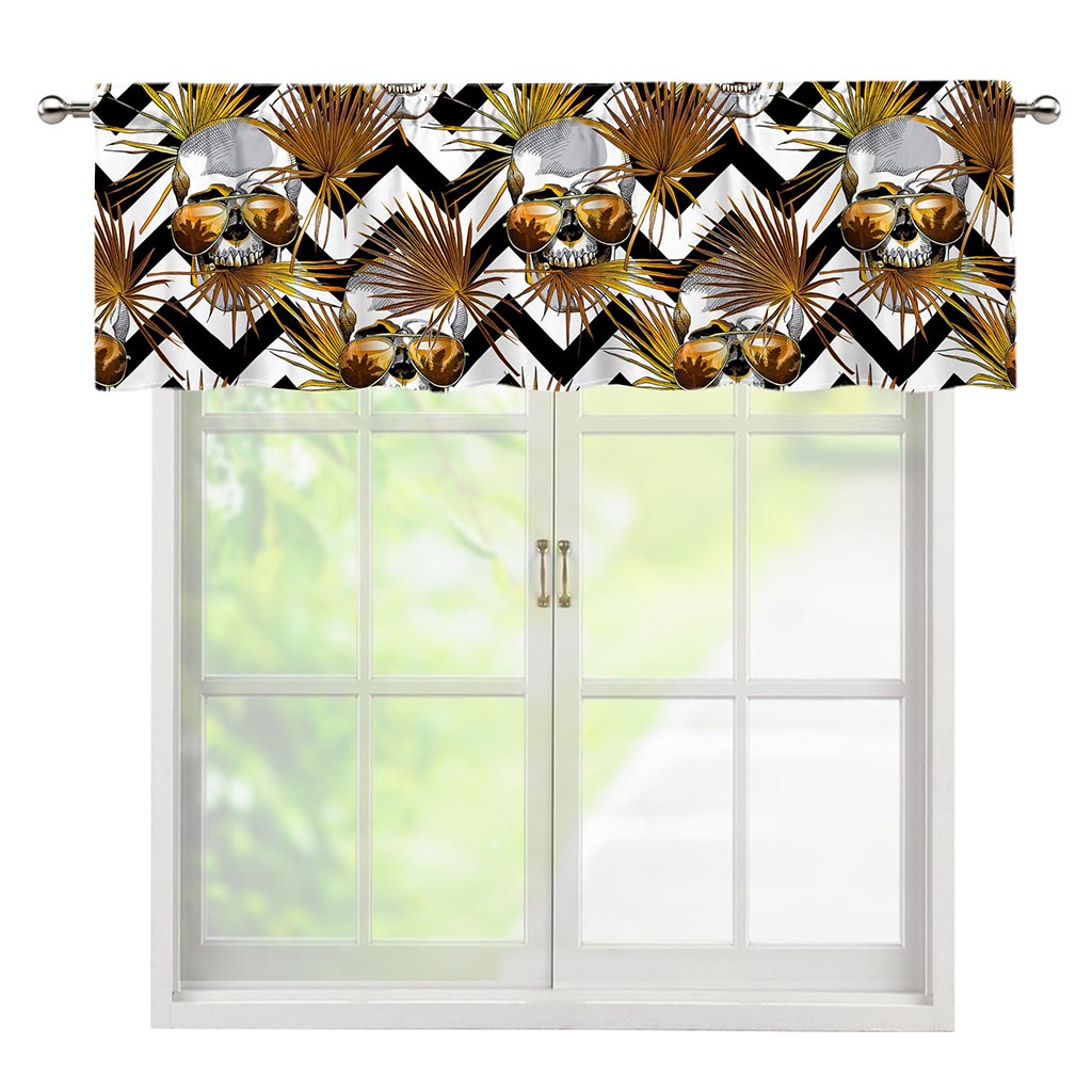Gold Tropical Skull Pattern Print Window Valance