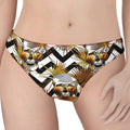 Gold Tropical Skull Pattern Print Women's Thong