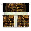 Gold Viking God Odin And Crow Print 3 Piece Kitchen Curtains