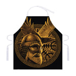 Gold Viking God Odin And Crow Print Adjustable Apron