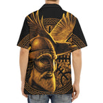 Gold Viking God Odin And Crow Print Aloha Shirt
