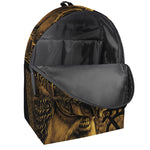 Gold Viking God Odin And Crow Print Backpack