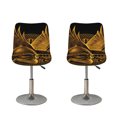 Gold Viking God Odin And Crow Print Bar Stool Covers