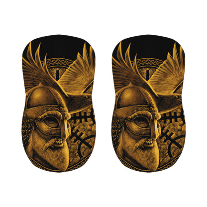 Gold Viking God Odin And Crow Print Bar Stool Covers