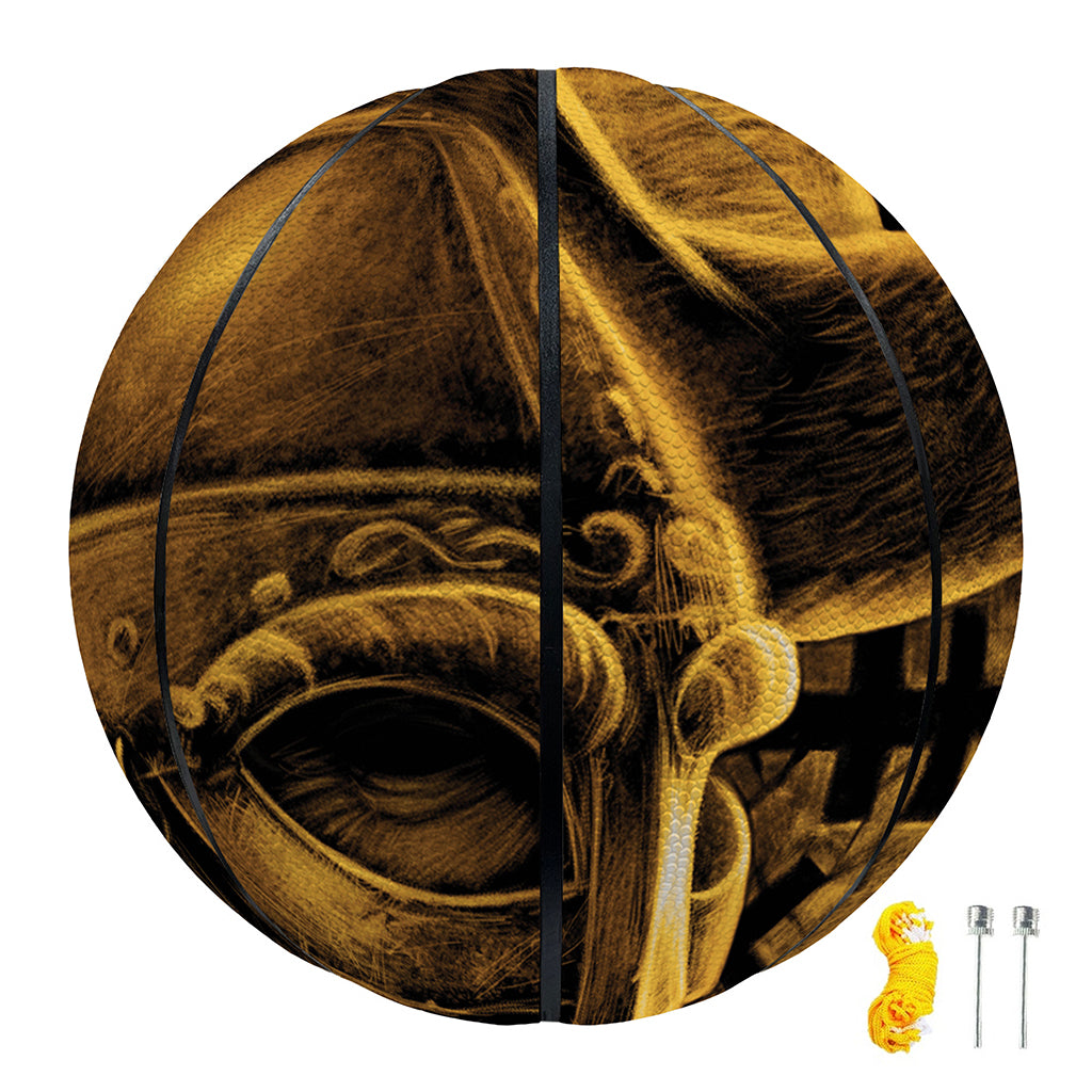 Gold Viking God Odin And Crow Print Basketball
