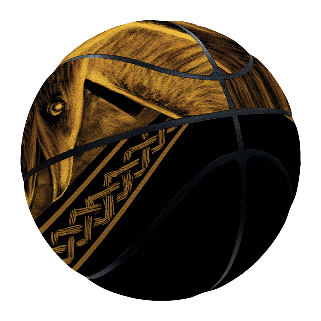 Gold Viking God Odin And Crow Print Basketball