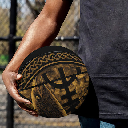 Gold Viking God Odin And Crow Print Basketball