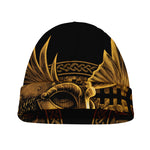 Gold Viking God Odin And Crow Print Beanie