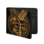 Gold Viking God Odin And Crow Print Bifold Wallet