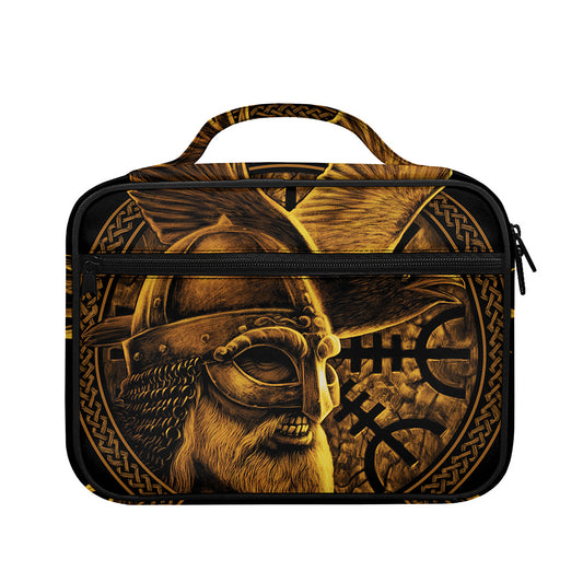 Gold Viking God Odin And Crow Print Briefcase Bible Bag