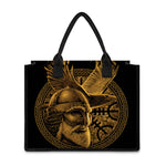 Gold Viking God Odin And Crow Print Canvas Tote Bag