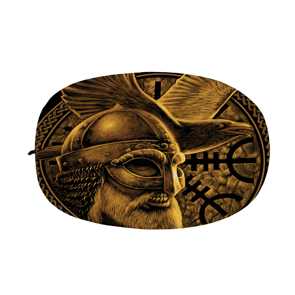 Gold Viking God Odin And Crow Print Car Side Mirror Covers