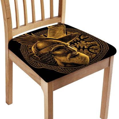 Gold Viking God Odin And Crow Print Chair Cushion Cover