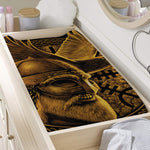 Gold Viking God Odin And Crow Print Changing Pad Cover