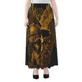 Gold Viking God Odin And Crow Print Chiffon Maxi Skirt
