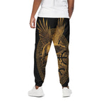 Gold Viking God Odin And Crow Print Cotton Pants