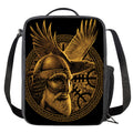 Gold Viking God Odin And Crow Print Crossbody Lunch Bag