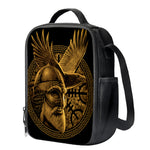 Gold Viking God Odin And Crow Print Crossbody Lunch Bag