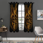 Gold Viking God Odin And Crow Print Curtain