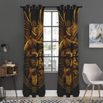 Gold Viking God Odin And Crow Print Curtain