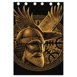 Gold Viking God Odin And Crow Print Curtain