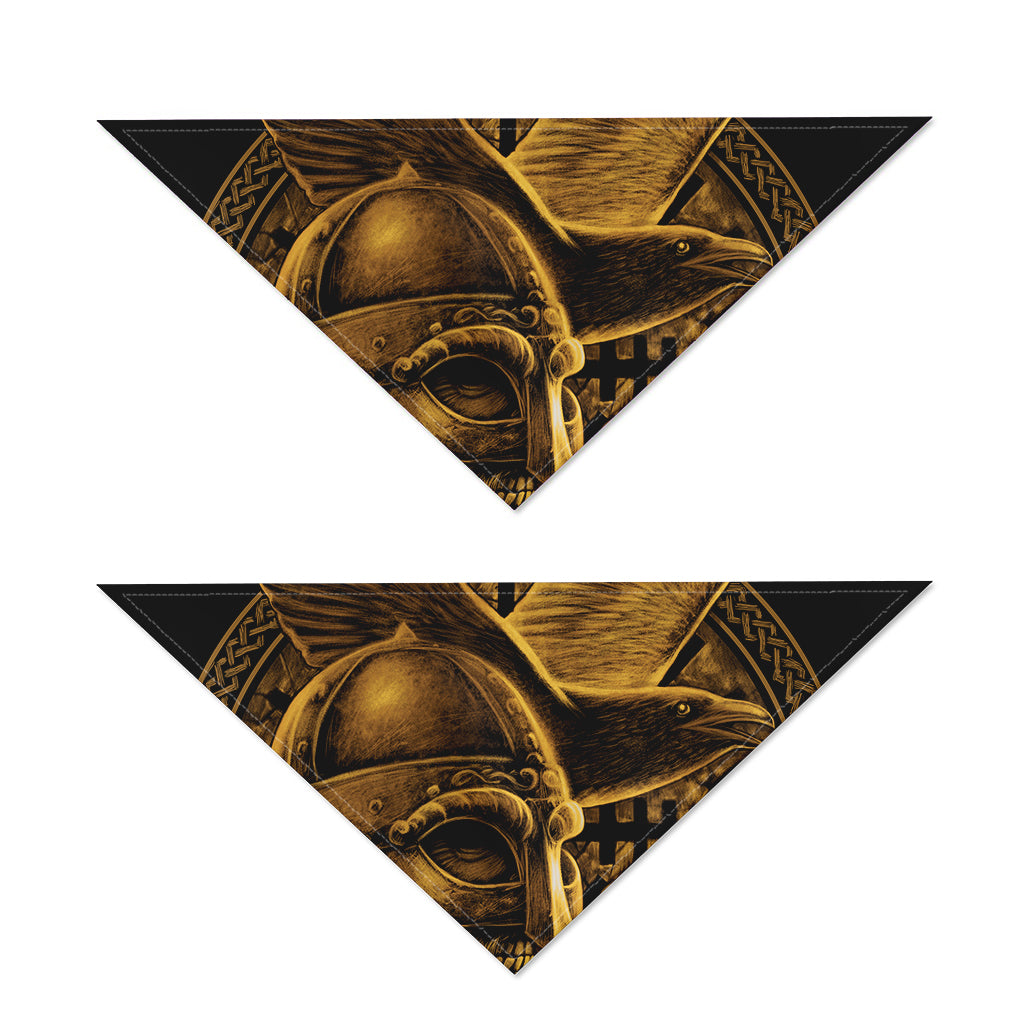 Gold Viking God Odin And Crow Print Dog Bandana