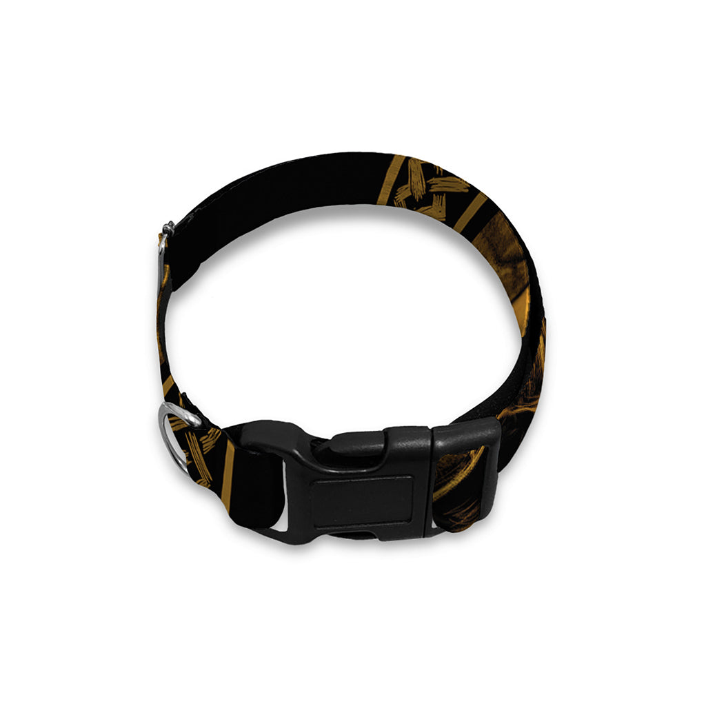 Gold Viking God Odin And Crow Print Dog Collar