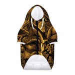 Gold Viking God Odin And Crow Print Dog Zip Up Hoodie
