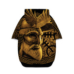 Gold Viking God Odin And Crow Print Dog Zip Up Hoodie