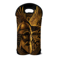 Gold Viking God Odin And Crow Print Double Neoprene Wine Tote