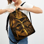 Gold Viking God Odin And Crow Print Drawstring Backpack