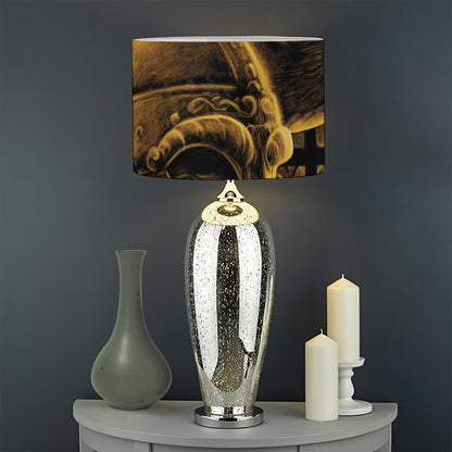 Gold Viking God Odin And Crow Print Drum Lamp Shade