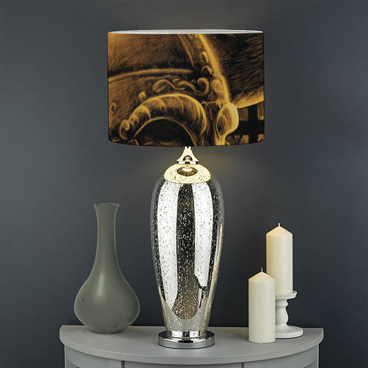 Gold Viking God Odin And Crow Print Drum Lamp Shade