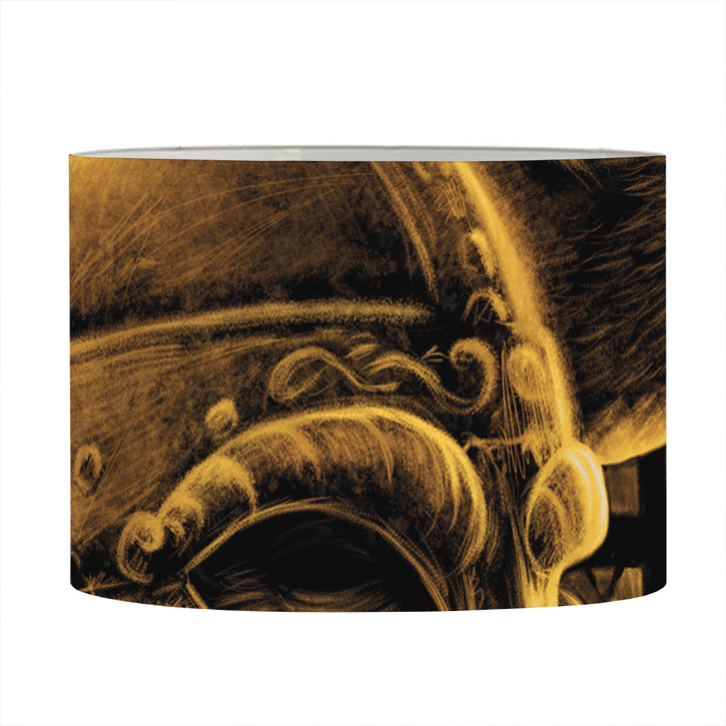 Gold Viking God Odin And Crow Print Drum Lamp Shade