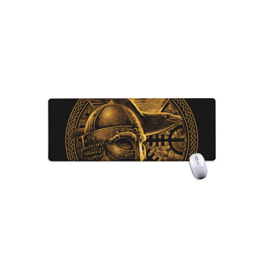 Gold Viking God Odin And Crow Print Extended Mouse Pad