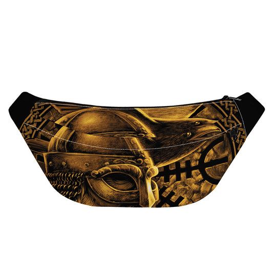 Gold Viking God Odin And Crow Print Fanny Pack