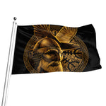 Gold Viking God Odin And Crow Print Flag