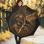 Gold Viking God Odin And Crow Print Foldable Umbrella