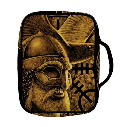 Gold Viking God Odin And Crow Print Front Pocket Bible Bag