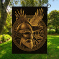 Gold Viking God Odin And Crow Print Garden Flag