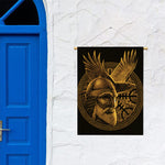 Gold Viking God Odin And Crow Print Garden Flag