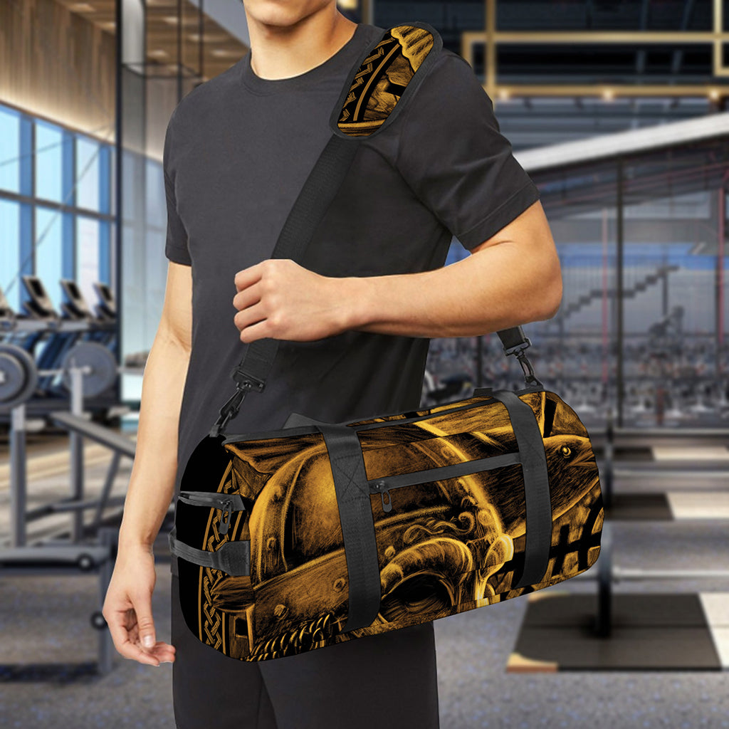 Gold Viking God Odin And Crow Print Gym Bag