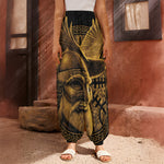 Gold Viking God Odin And Crow Print Harem Pants