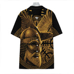 Gold Viking God Odin And Crow Print Hawaiian Shirt