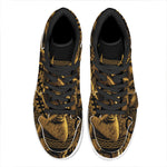 Gold Viking God Odin And Crow Print High Top Leather Sneakers