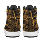 Gold Viking God Odin And Crow Print High Top Leather Sneakers
