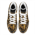 Gold Viking God Odin And Crow Print High Top Leather Sneakers