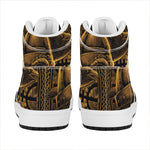 Gold Viking God Odin And Crow Print High Top Leather Sneakers