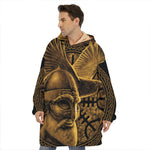 Gold Viking God Odin And Crow Print Hoodie Blanket
