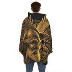 Gold Viking God Odin And Crow Print Hoodie Blanket